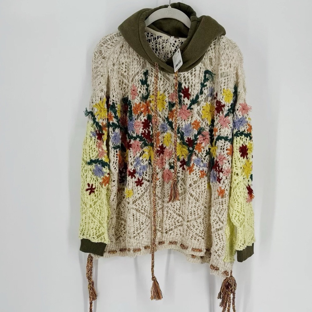 free people floral sweater hoodie NEW WITH TAGS!